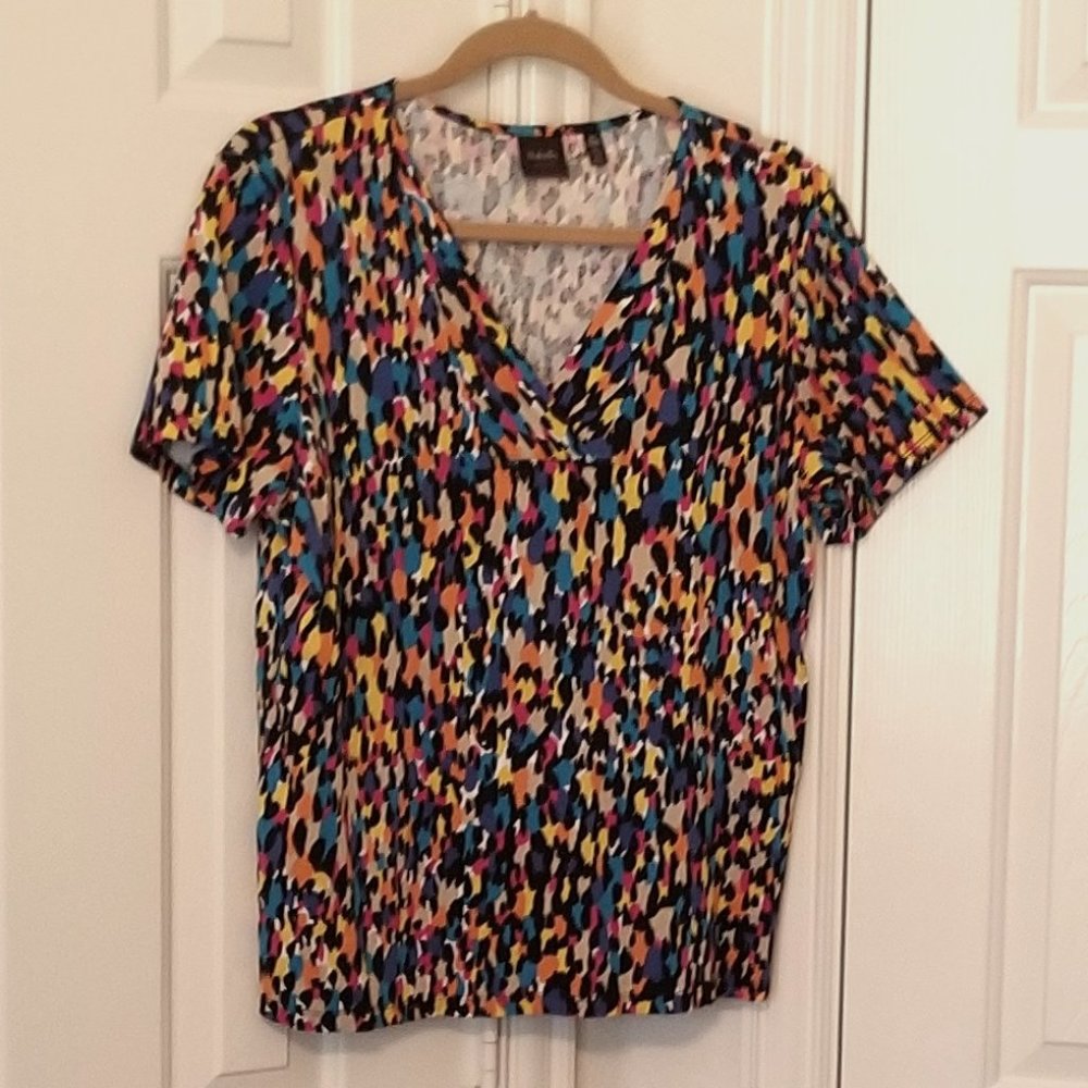 Rafaella Studio multi-color confetti print top, Size XL
